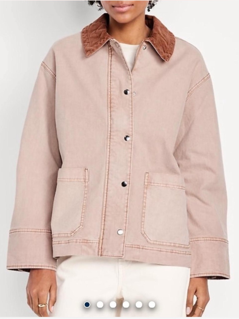 Old Navy Pink Barn Jacket with Brown Cord Collar
